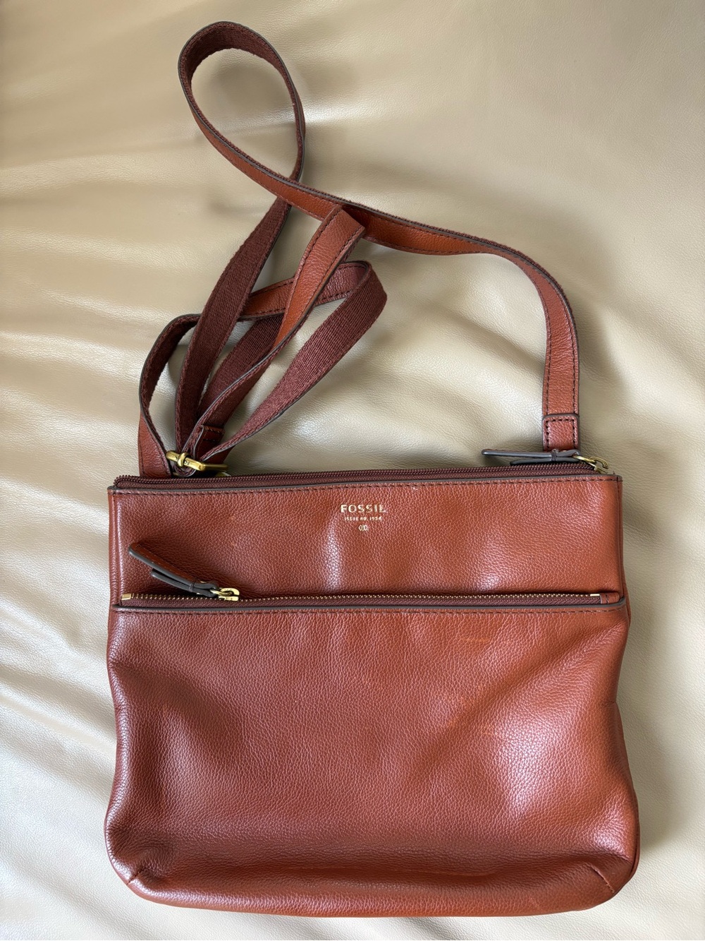 Fossil Brown Leather Messenger Crossbody Bag